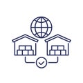 Global sourcing line icon, vector