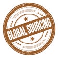 GLOBAL SOURCING text on brown round grungy stamp