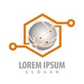 Global Sphere hexagon logo concept design. Symbol graphic template element vector