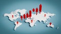 Global stock bull market emerges, with gains seen in many regions, 3d rendering