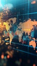 Global Stock Market Trends Dynamic Chart Analysis with Data Points on World Map, High Definition