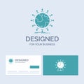 global, student, network, globe, kids Business Logo Glyph Icon Symbol for your business. Turquoise Business Cards with Brand logo