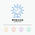 global, student, network, globe, kids 5 Color Line Web Icon Template isolated on white. Vector illustration