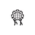 Global Support Icon. Flat Design