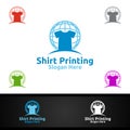 Global T shirt Printing Company Logo Design for Laundry, T shirt shop, Retail, Advertising, or Clothes Community Concept Royalty Free Stock Photo