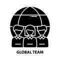 global team icon, black vector sign with editable strokes, concept illustration Royalty Free Stock Photo