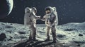 Global teamwork: astronauts express unity with lunar handshake