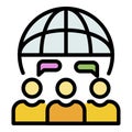 Global teamwork icon color outline vector