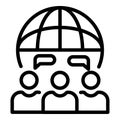 Global teamwork icon, outline style