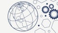 Global Technology and Mechanical Gears Vector Illustration, vector design Generative AI Royalty Free Stock Photo