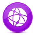 Global technology or social network aesthetic glossy purple round button abstract