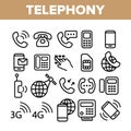 Global Telephony System Linear Vector Icons Set