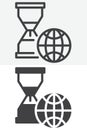 Global time flow line and solid different style vector icon set Royalty Free Stock Photo
