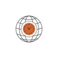 Global Time Zone Clock with Wireframe Globe Royalty Free Stock Photo