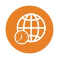 Global, time, zone icon. Orange color vector EPS Royalty Free Stock Photo