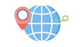 Global Tracking: Location Marker on World Map Icon, vector design Generative AI Royalty Free Stock Photo