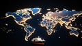 Global Trade: Illuminated World Map with Cargo Ship Royalty Free Stock Photo