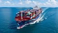 Global Trade in Motion: Iconic Container Ship on Open Seas Royalty Free Stock Photo