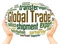 Global Trade word cloud hand sphere concept