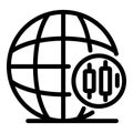 Global trader icon, outline style Royalty Free Stock Photo