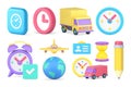 Global transportation speed delivery postal courier shipping set 3d icon realistic vector