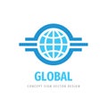 Global travel concept logo design. Business communication creative sign. Vector illustration Royalty Free Stock Photo