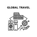 Global Travel Vector Concept Black Illustration Royalty Free Stock Photo