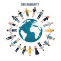 Global Unity and Cooperation Expressed Through Diverse Human Chain Encircling Earth Royalty Free Stock Photo