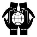 Global unity hands icon, simple style Royalty Free Stock Photo