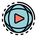 Global video stream icon color outline vector