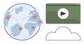 Global Video Streaming and Cloud Computing Connection Concept with World Map Royalty Free Stock Photo