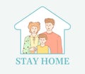 Global viral epidemic stay home concept vector