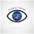 Global vision sign,eye icon,search symbol,business concept.