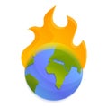 Global warm flame icon, cartoon style Royalty Free Stock Photo