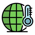 Global warm temperature icon color outline vector Royalty Free Stock Photo