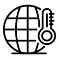 Global warm temperature icon, outline style