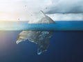 Global warming in the Arctic. Plastic bag iceberg with the bird, environment pollution