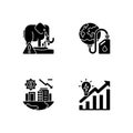 Global warming black glyph icons set on white space Royalty Free Stock Photo