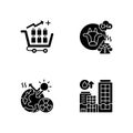 Global warming black glyph icons set on white space Royalty Free Stock Photo