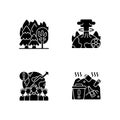 Global warming black glyph icons set on white space Royalty Free Stock Photo