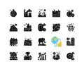 Global warming black glyph icons set on white space Royalty Free Stock Photo