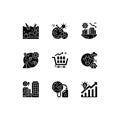 Global warming black glyph icons set on white space Royalty Free Stock Photo