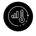 Global warming black icon, vector sign on isolated background. Global warming concept symbol, illustration Royalty Free Stock Photo