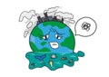 Global Warming Cartoons. Pollution problem concept.