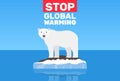 Global warming change climate concept .polar bear on floe melting iceberg Royalty Free Stock Photo