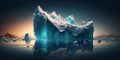Global warming and climate change concept. Illustration of melting glaciers and icebergs. Generative AI Royalty Free Stock Photo
