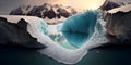 Global warming and climate change concept. Illustration of melting glaciers and icebergs. Generative AI Royalty Free Stock Photo