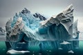 Global warming and climate change concept. Illustration of melting glaciers and icebergs. Generative AI