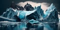 Global warming and climate change concept. Illustration of melting glaciers and icebergs. Generative AI Royalty Free Stock Photo