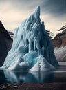 Global warming and climate change concept. Illustration of melting glaciers and icebergs. Generative AI